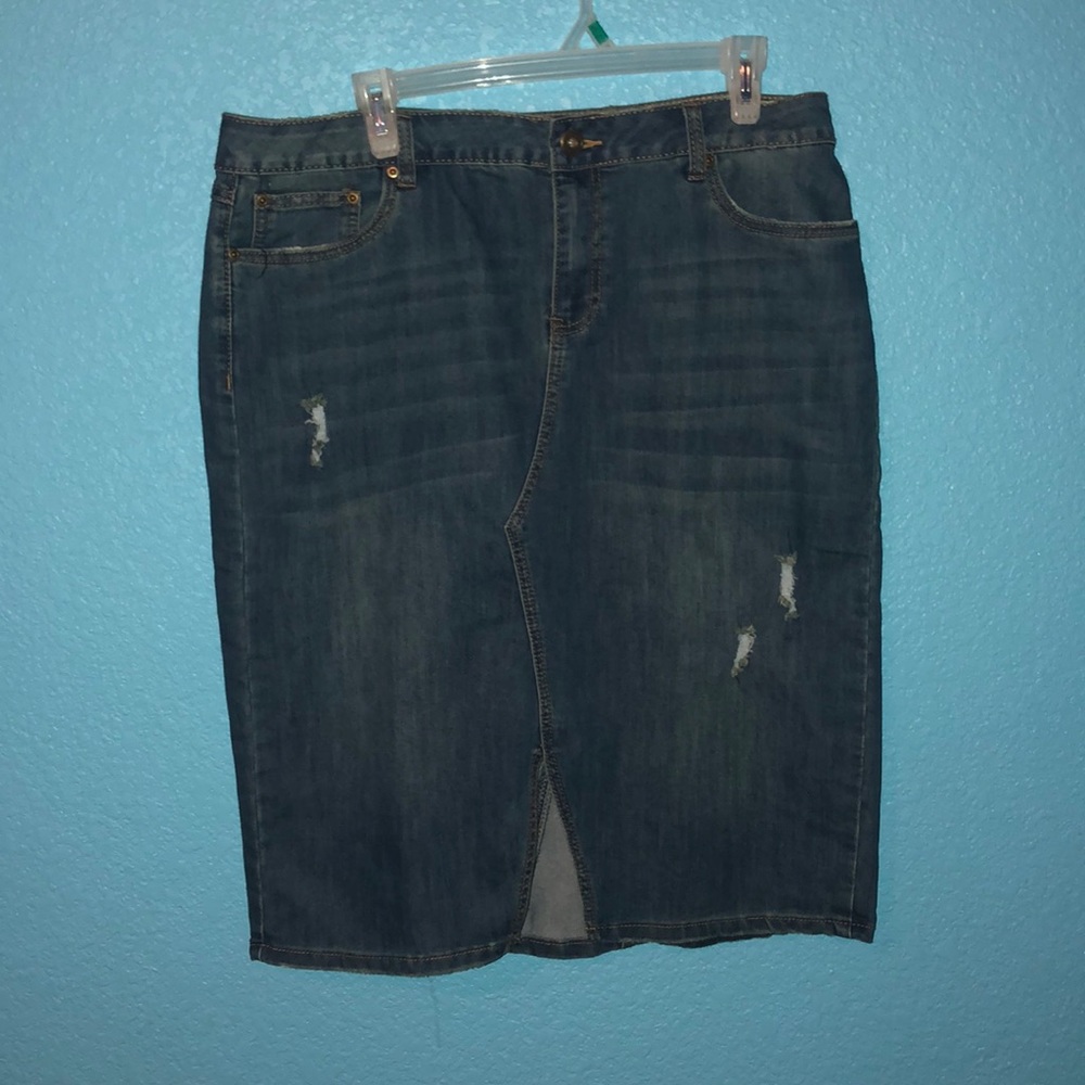 Cato’s denim skirt